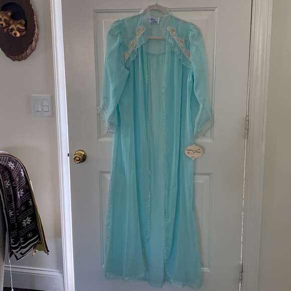 Vintage Sugar Plum Lingerie Long Sheer Peignoir Size Small - Picture 9 of 15